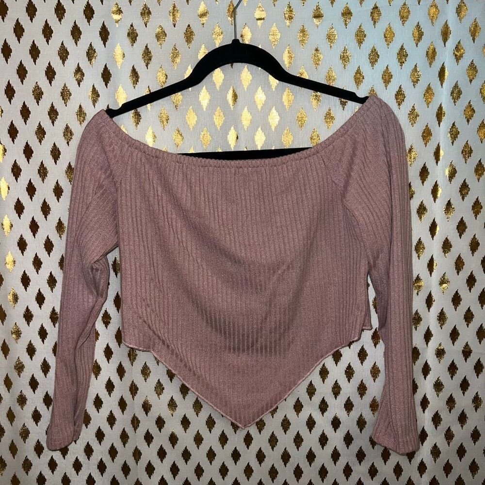 Pink ribbed crop top long sleeve size 0XL